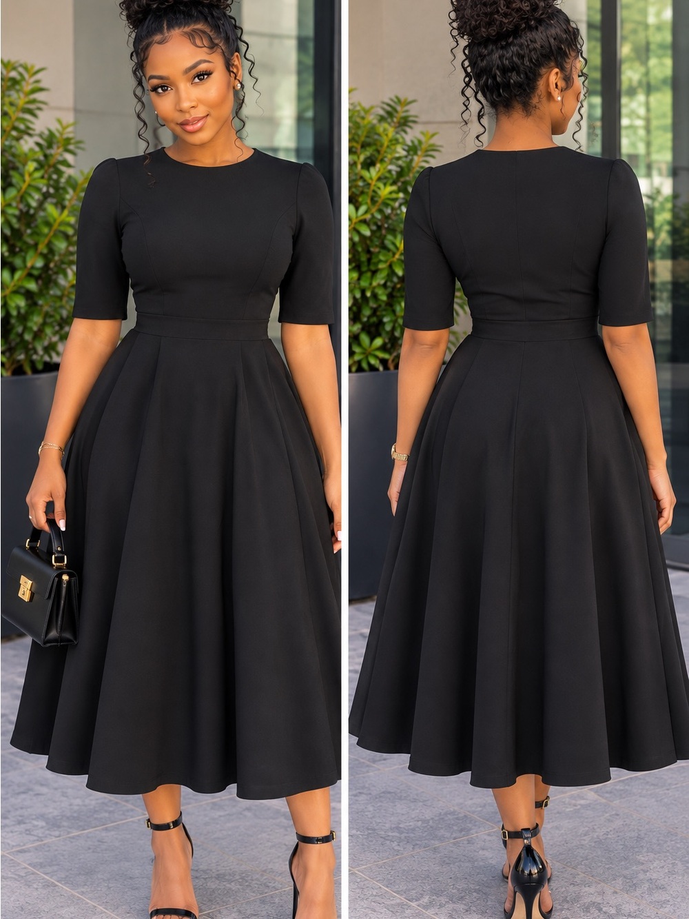 Bboneline Black Midi Dress Size L NWT
